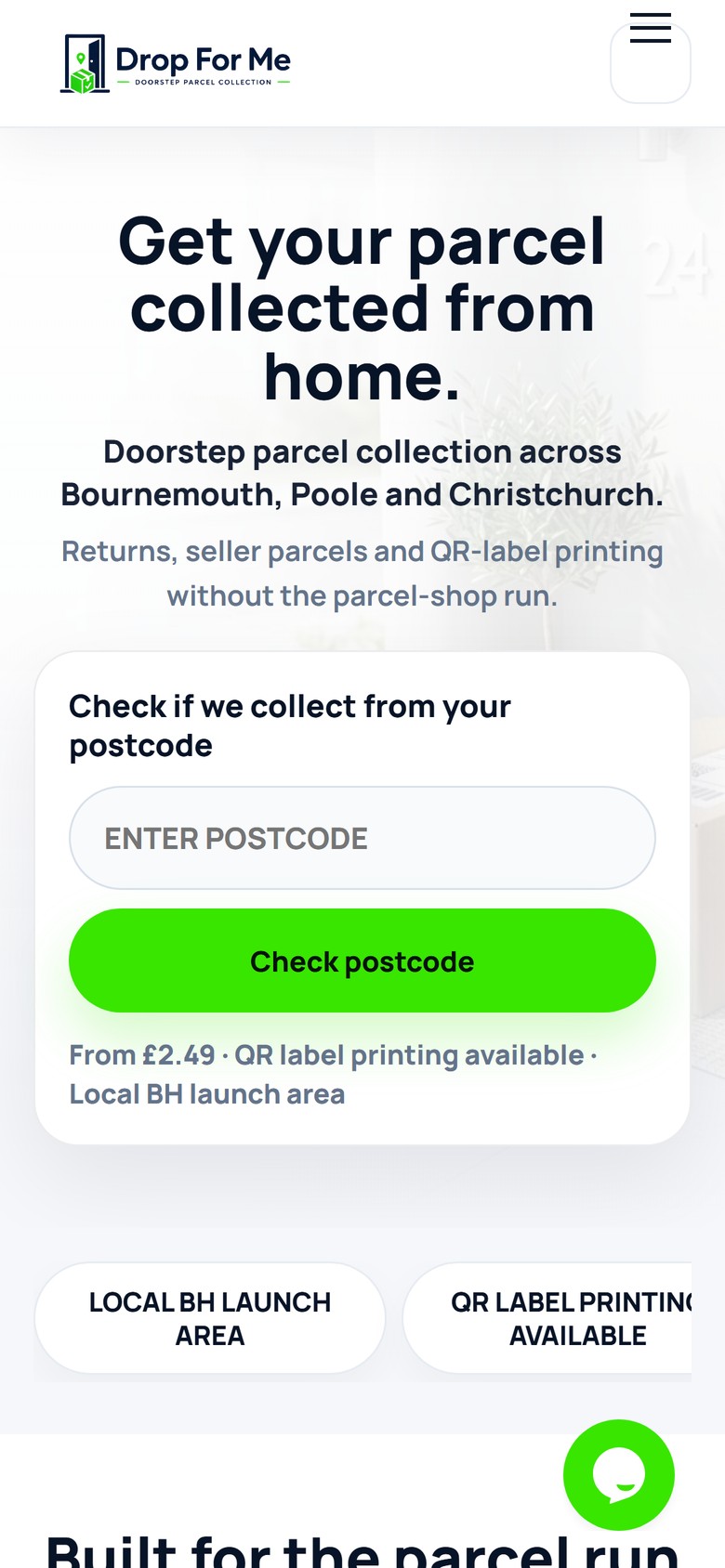 Genuine mobile view of the live Drop For Me website